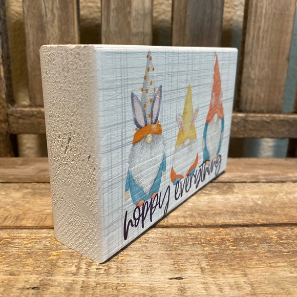 Easter Gnome Decor For Tier Trays, Small Easter Gnome Wood Sign Hoppy Easter - Picture 9 of 10